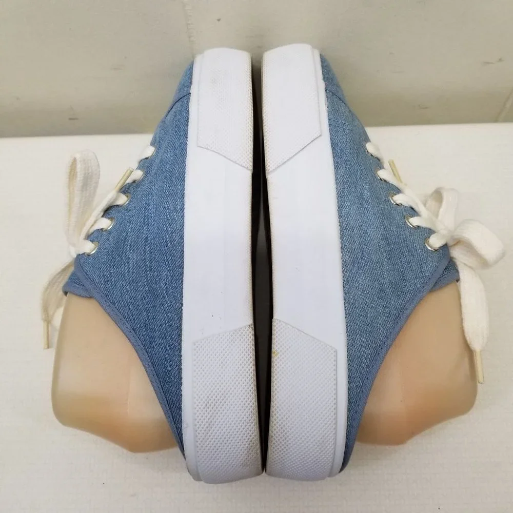 No Boundaries 7.5 Slip‎ On Blue Denim Loafers Chunky Platform 90s Y2K Lace Up
